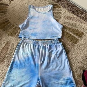 Top and biker shorts